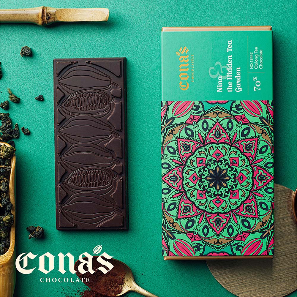 Cona's妮娜在地磚情巧克力Bar系列-80%炭焙烏龍茶巧克力Bar