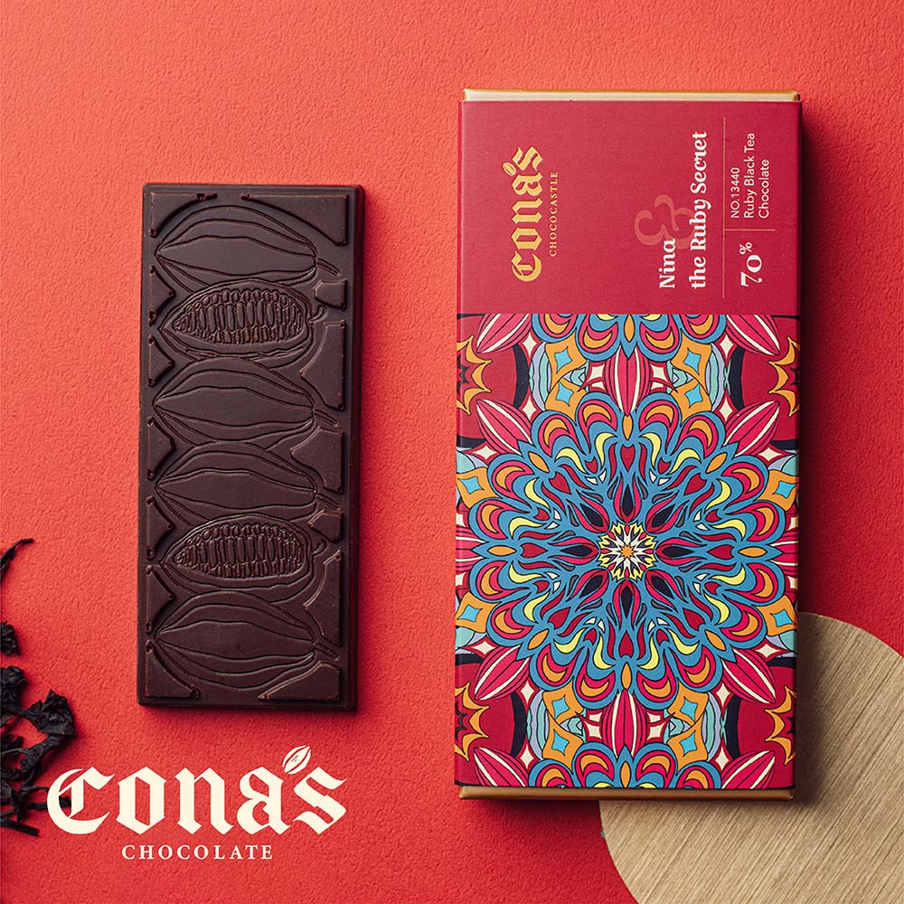 Cona's妮娜在地磚情巧克力Bar系列-80%紅玉茶巧克力Bar