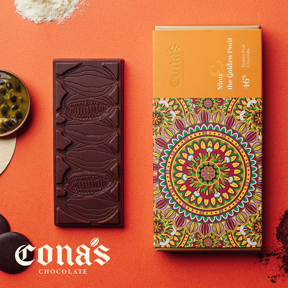 Cona's妮娜在地磚情巧克力Bar系列-46%百香果牛奶巧克力Bar