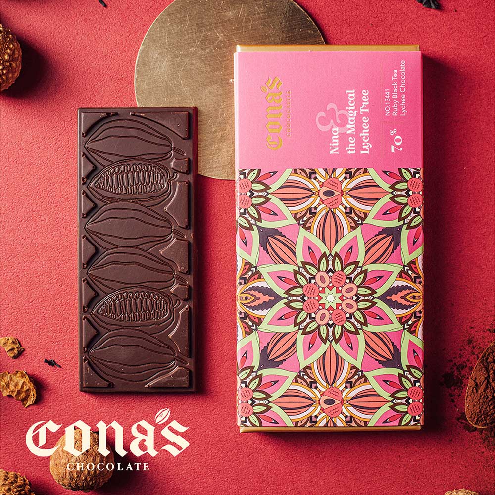 Cona's妮娜在地磚情巧克力Bar系列-荔枝紅玉茶巧克力Bar